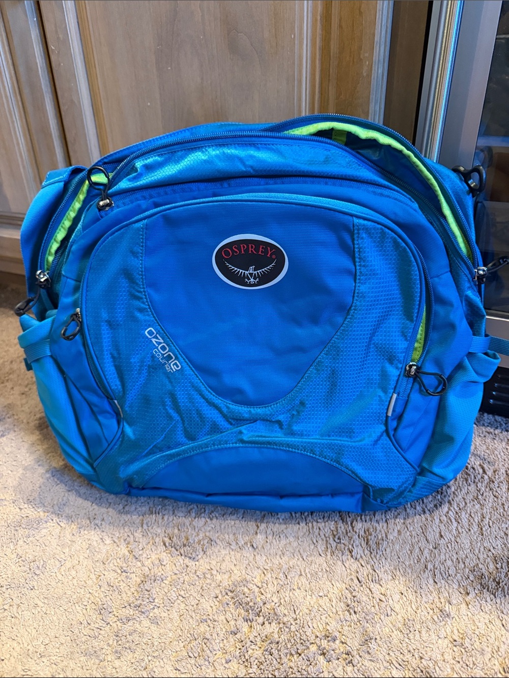 OSPREY Blue Laptop Messenger Bag with Lime Accents